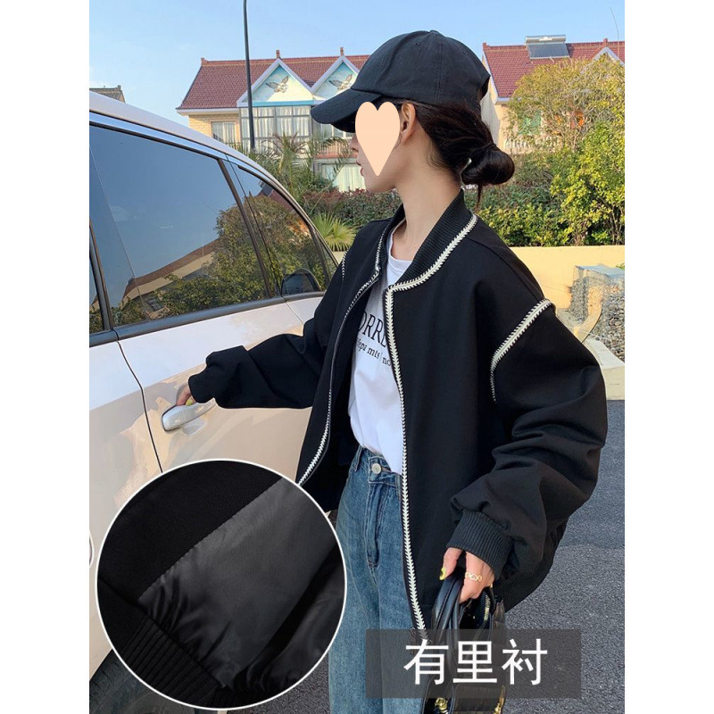 Small fragrant style jacket for women in spring 2025 new versatile short jacket cardigan spring and autumn black jacket baseball uniform top