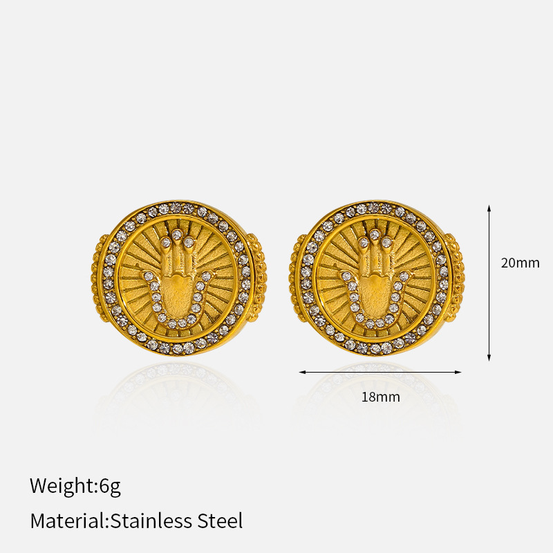 10g Weight 304 Stainless Steel Ear Needle Material Ear Studs Classification 1 Pair Quantity Casual, Holiday, Daily Occasion 304 Stainless Steel Material Cross, Round, Heart Shape Pattern All Seasons Season Women's Gender Polished Finish Elegant, Retro Style 1 Pair Elegant Retro Cross Round Heart Shape 304 Stainless Steel Ear Studs 2