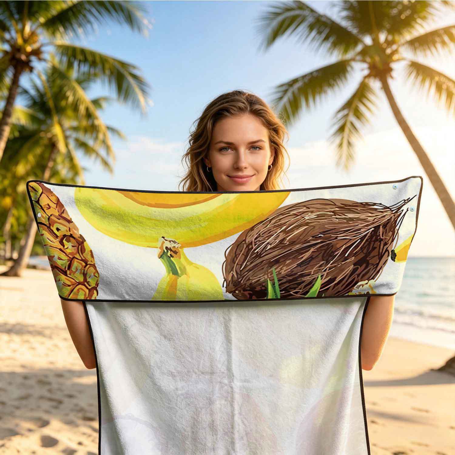 Printed bath towel and car seat cover 2-in-1, ultra-fine fiber outdoor beach and car dual-use universal seat cushion