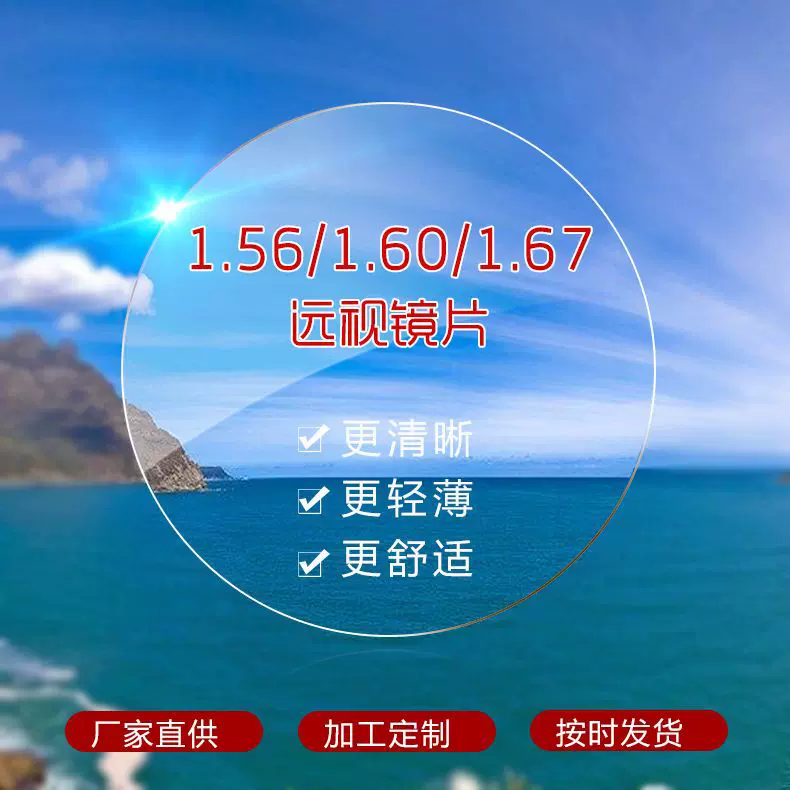 丹阳厂家1.56/1.60/1.67远视镜片非球面超薄款高清树脂绿膜眼镜片