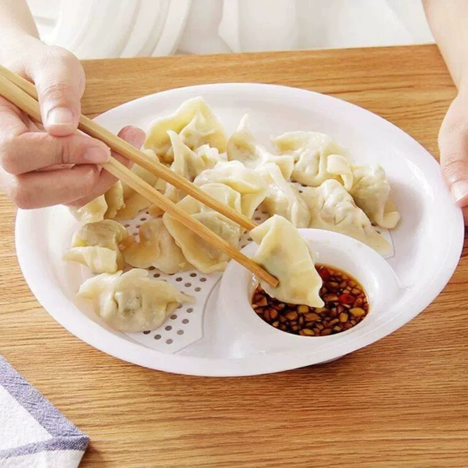 Home Dumpling Drive Double -Laying Plate with Vinegar Dumps for Dumplings Special Disk Creative Multifunctional Dumpling Dumpling Plastic