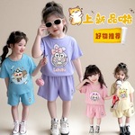 卡通男女童时尚休闲童装短袖运动2025夏季新款中小童韩版两件套潮