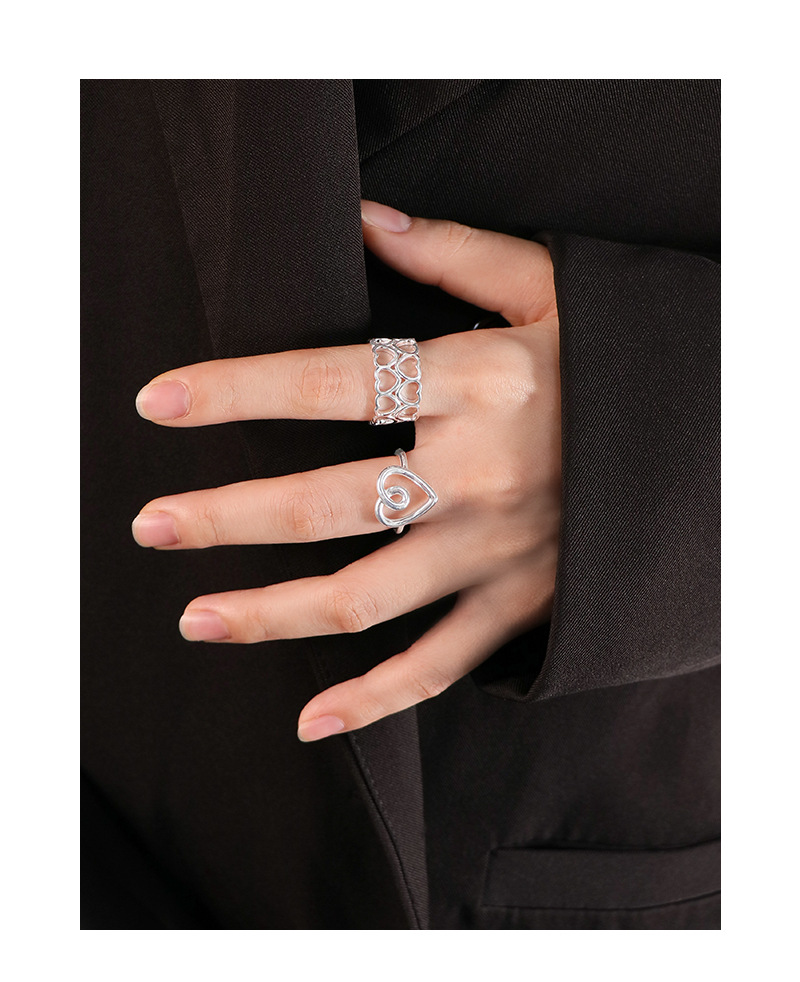 Women's Gender 925 Sterling Silver Heart Shape Open Rings