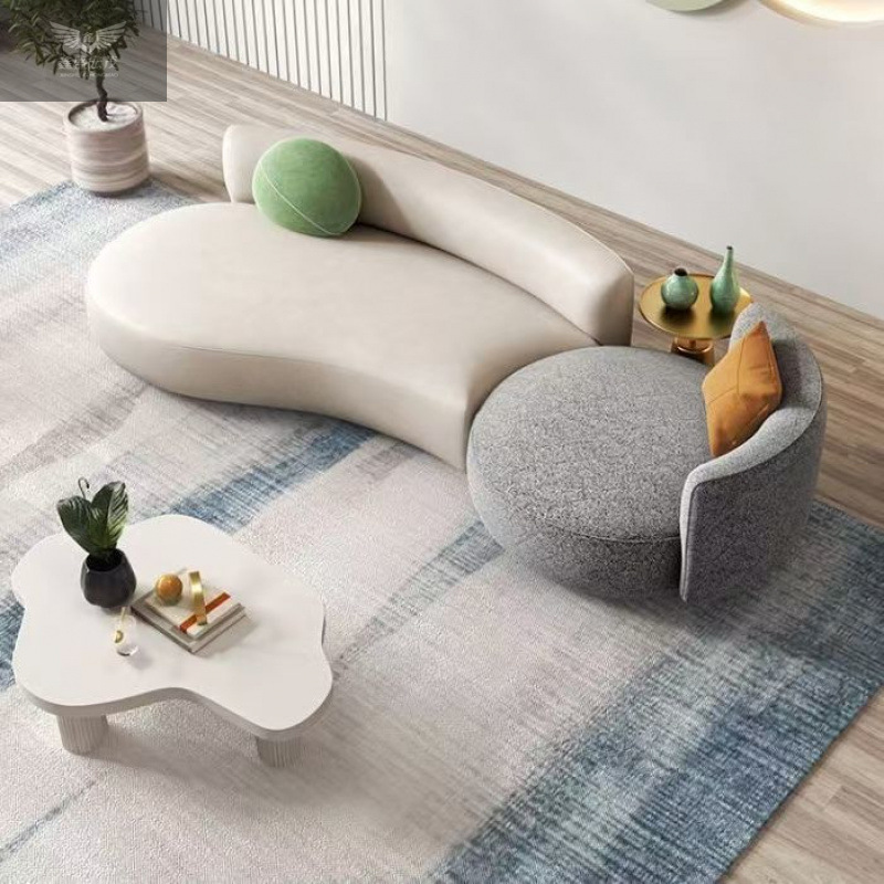Sofá curvo de moda creativo estilo crema nórdico sofá simple sala de estar de belleza de lujo nubes ligeras