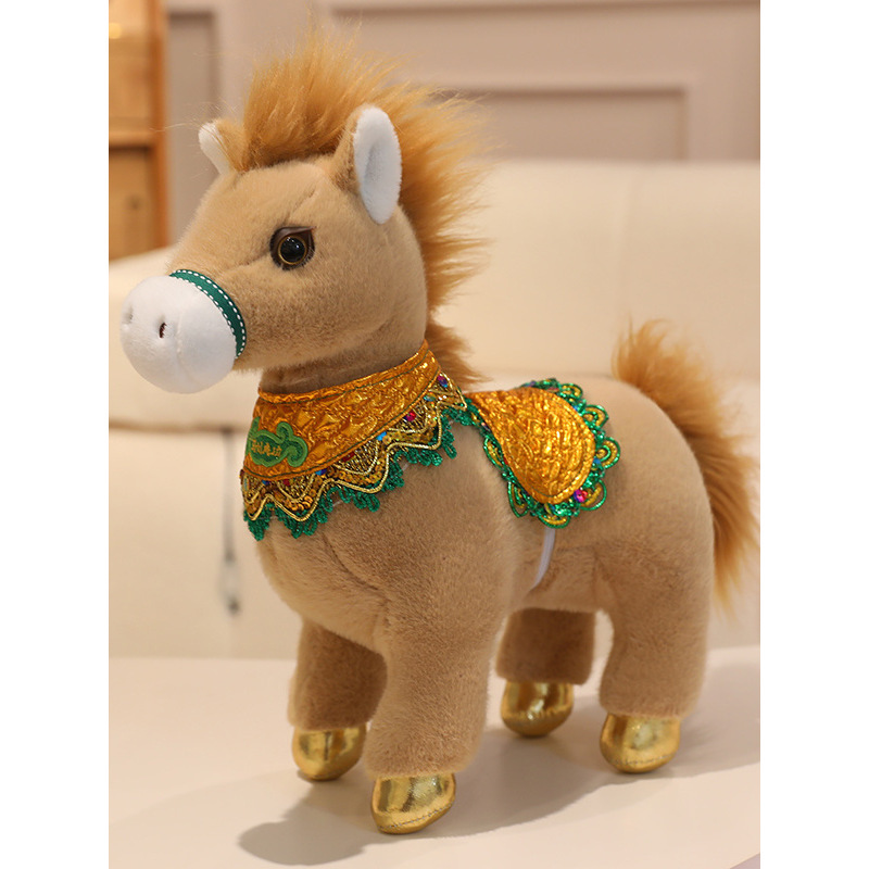 Oversized Welcoming Horse Brown Pony Doll New Year's Entrance Door Ornaments Mascot Animal Year Zodiac Gift