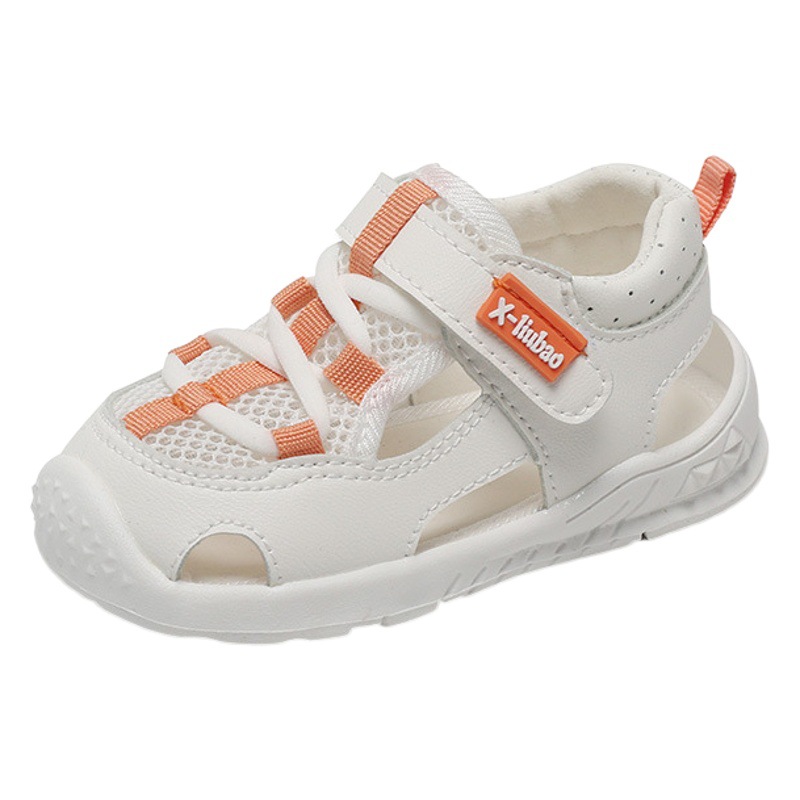 Nuevos zapatos de bebé de color cálido primavera y verano zapatos de bebé de fondo suave para niños con punta cerrada Velcro zapatos para niños zapatos de playa para bebés de moda