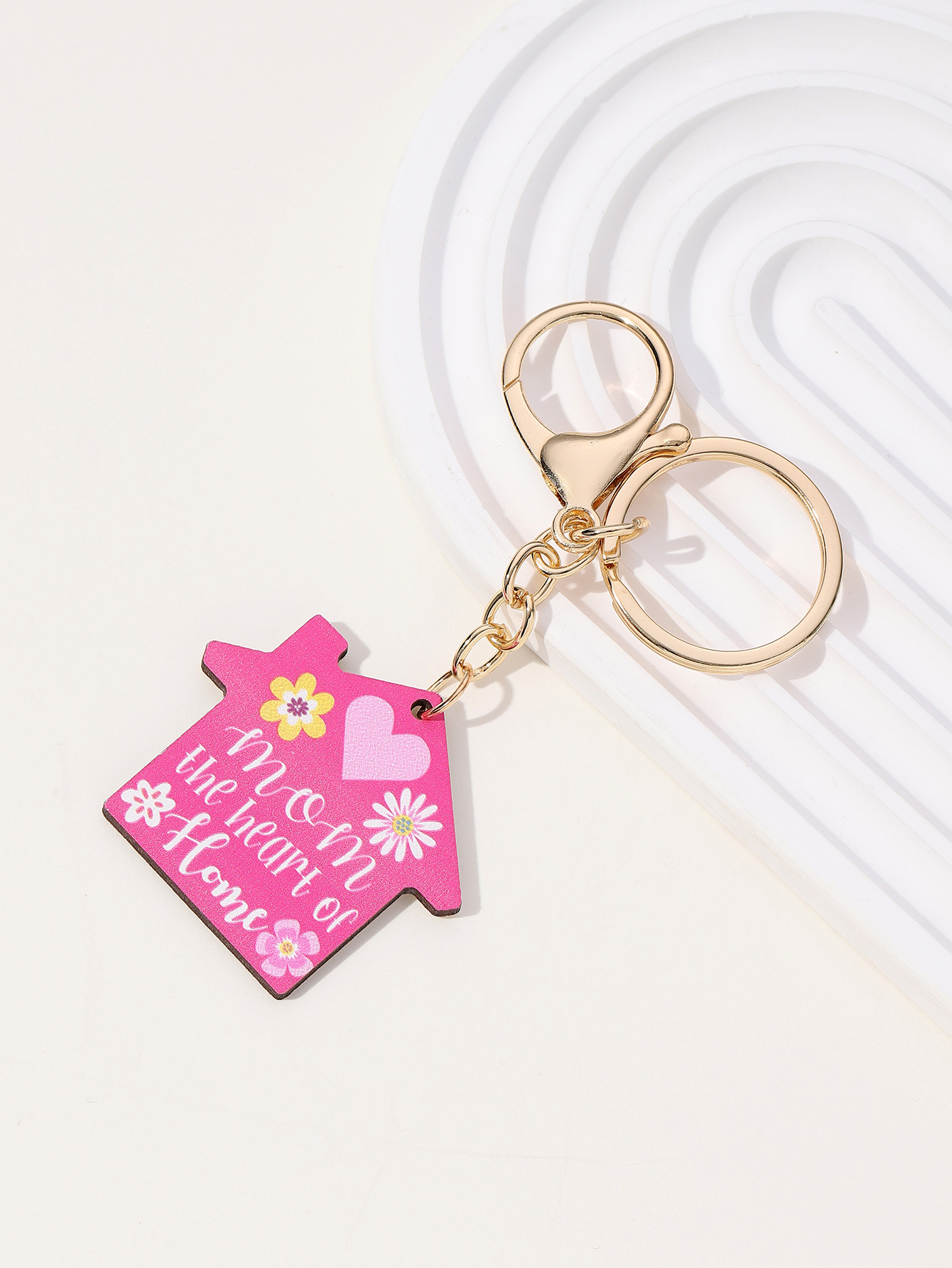 16g Weight Keychain Classification 1 Piece Quantity Daily Occasion Wood Material Mother'S Day Festival Letter, Flower Pattern Women's Gender Cute Style Cute Letter Flower Wood Mother'S Day Women's Keychain 9