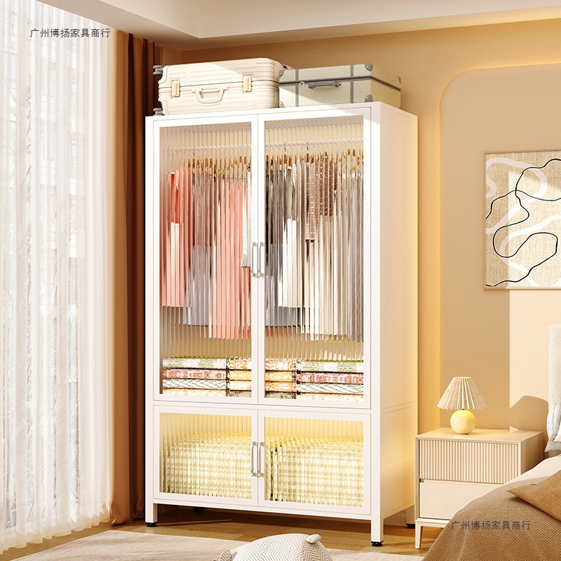 Steel Wardrobe Home Bedroom Rental Small Apartment Storage Cabinet Simple Assembly Metal Combination Wardrobe Cloakroom