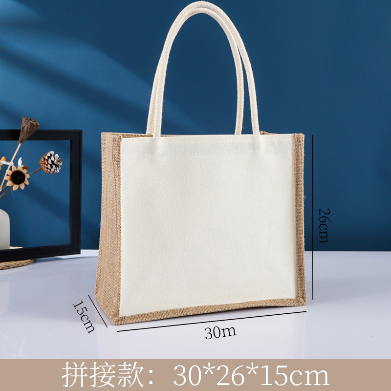 Bolsas de lino personalizadas Renacimiento DIY bolsa de compras de yute Bento impermeable gran capacidad no impresa bolsa de lino image 9