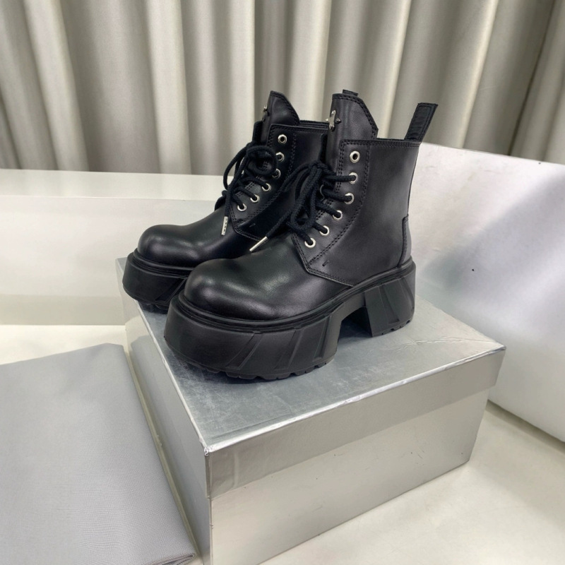 SK幻影皮质机车靴 女鞋S0010DK/W1/YG1擦色复古系带厚底马丁靴|undefined