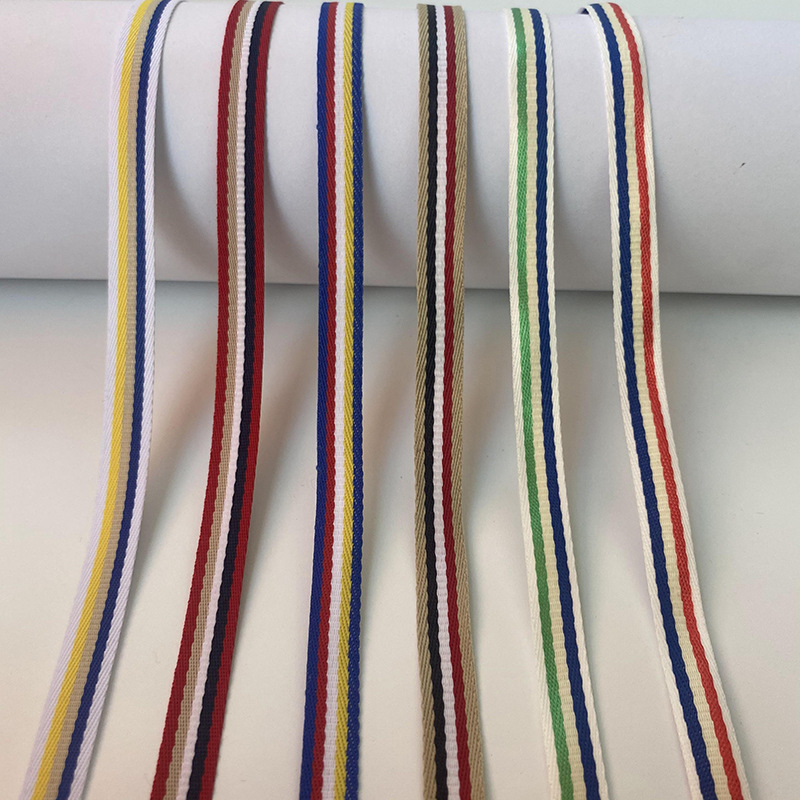 涤纶间色织带彩色间条纹织带后领条服装鞋帽箱包家纺饰品发饰辅料