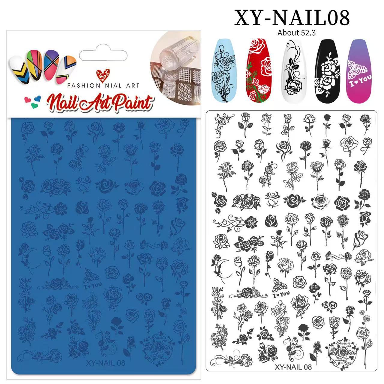 Impresión de manicuras de acero mariposa flor de impresión de encaje adhesivo de transferencia de placa de acero estricada plantilla de impresión de año de la serpiente