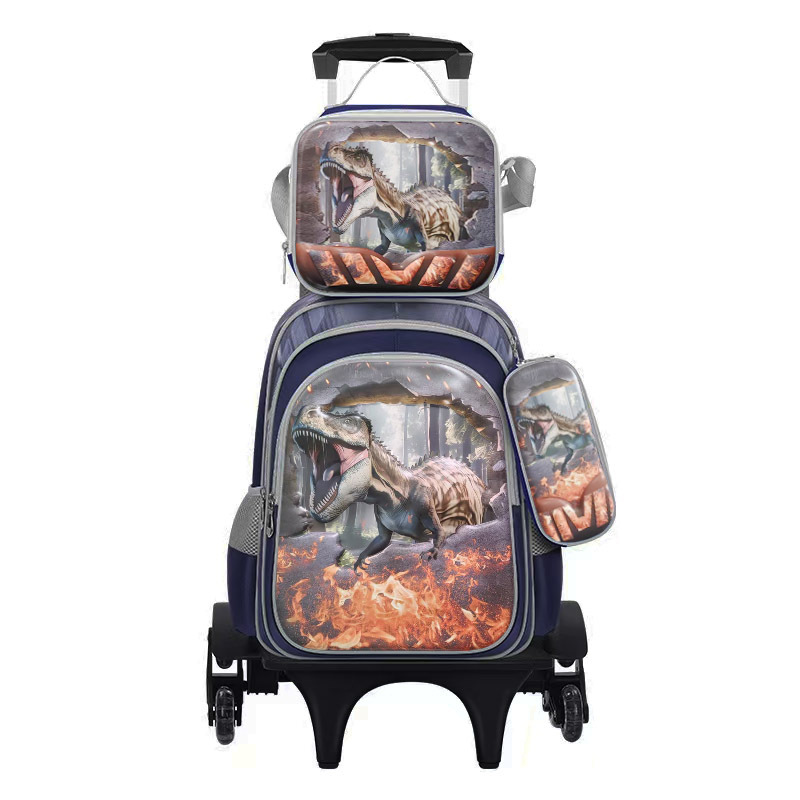 Fábrica directa transfronteriza de estudiantes de primaria tracción tres piezas conjunto tracción mochila de dibujos animados lindo nuevo tipo de mochila