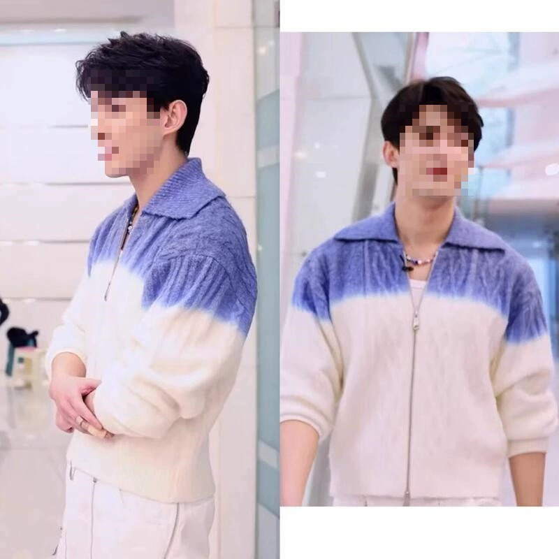 Долгосрочный запас: осенне-зимний свитер-жакет Hello Saturday Wu Lei Lin Yiyang 2025 года, свободный крой, с отложным воротником и молнией