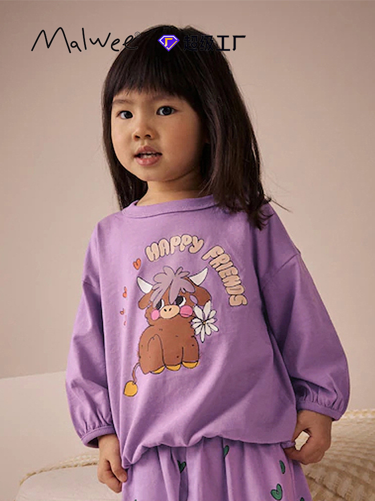 Transfronterizo malwee niño camiseta otoño invierno nuevo estilo europeo y americano niño de cuello redondo camiseta de manga larga impresión de otoño camiseta superior