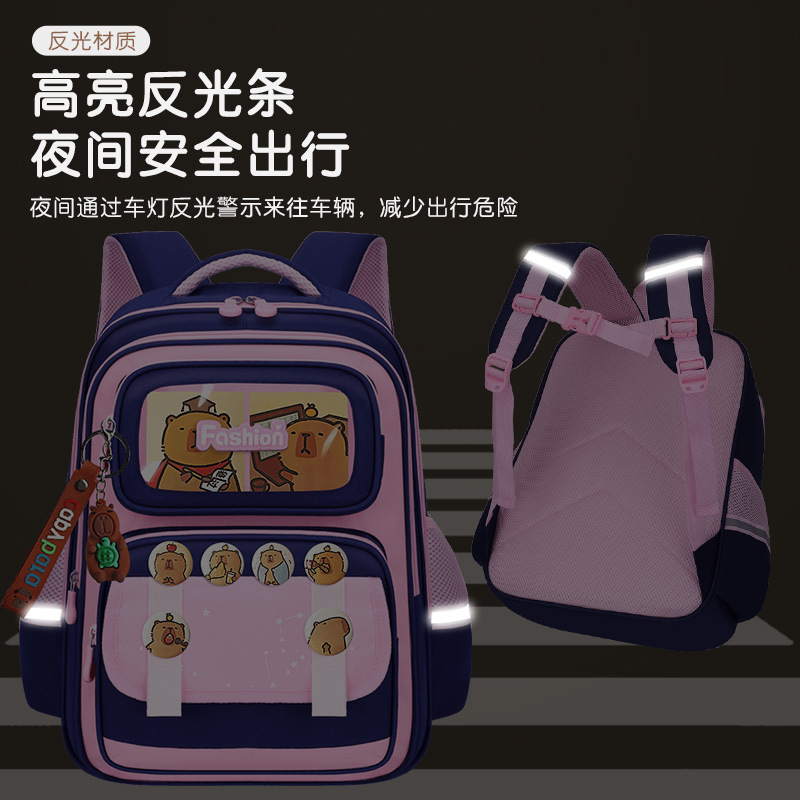 Nueva mochila escolar para niños Capibara para estudiantes de primaria, niños y niñas, grados 1,23 a 6, mochila de carga de gran capacidad