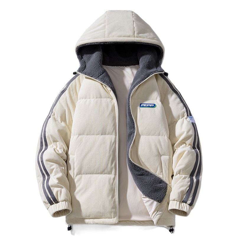 Invierno nuevos hombres de estilo coreano grueso caliente encapuchado lana de cordero con capucha de algodón suelto Abrigo acolchado pareja moda en línea celebridad mismo estilo