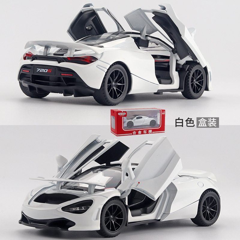 (Caja) 1:32 simulación mclaren 720s aleación modelo de coche tire hacia atrás sonido y luz puerta coche de juguete al por mayor