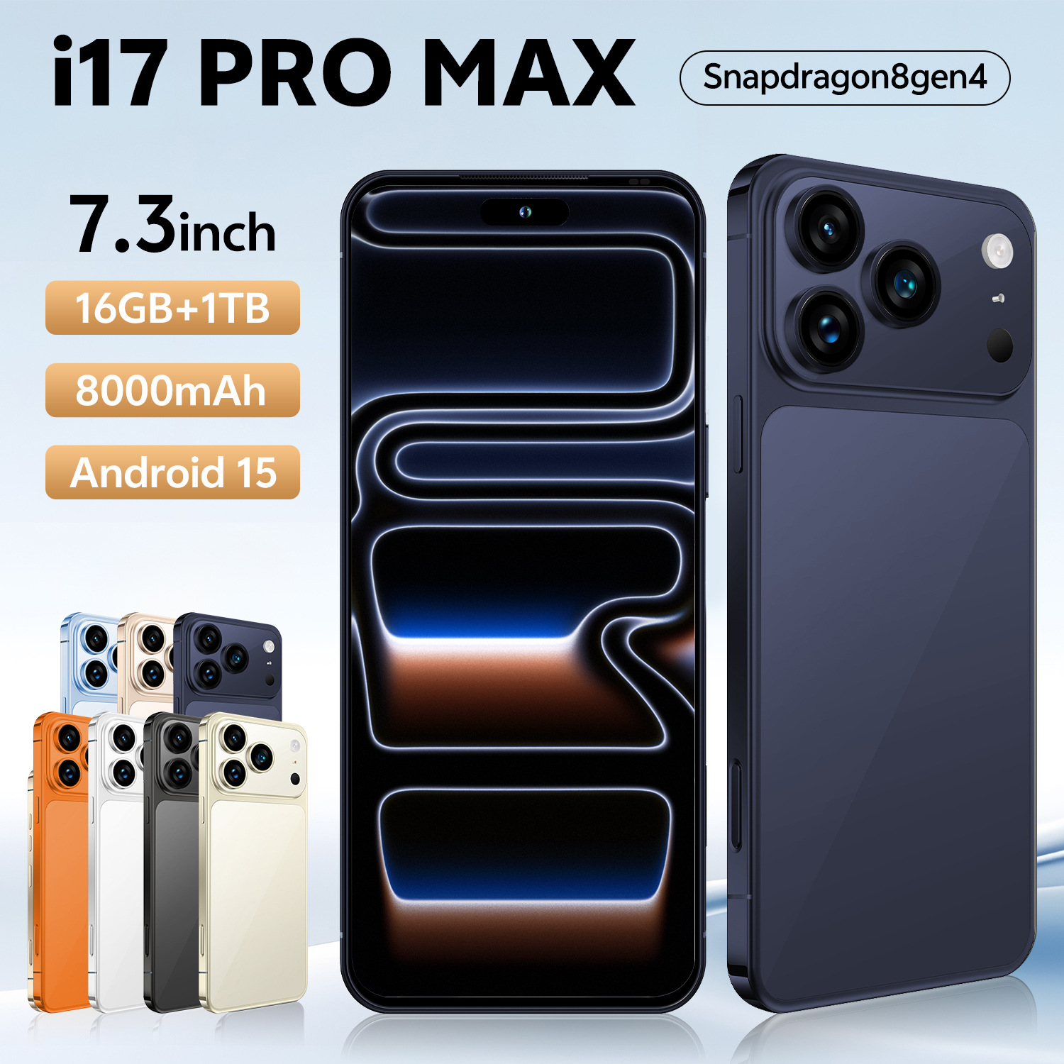 Customized Cross-Border I17 Pro Max Smartphone 16+1t Source Factory Direct Sales Export Mobile Phone Can Be Shipped on Behalf of Others