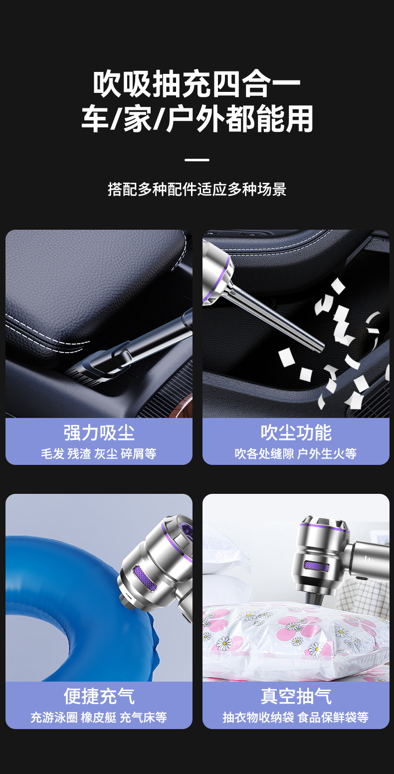 Car Vacuum Cleaner, Handheld Brushless High-Power Dust Removal and Inflator, Dual-Purpose Mini Car Dust Blower with High Suction Power