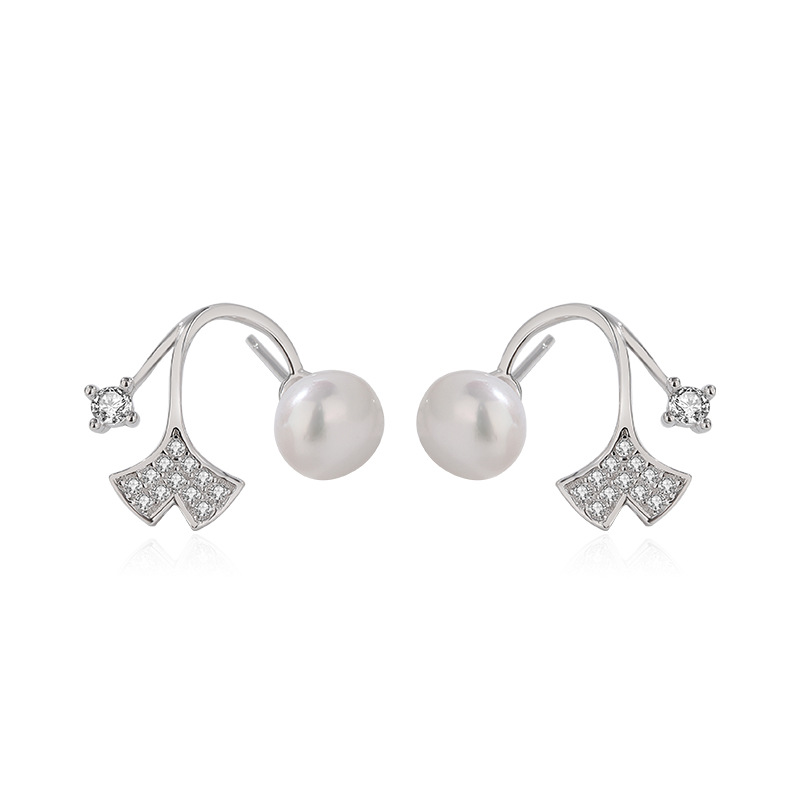 925 plata esterlina perlas de agua dulce nicho femenino diseño de alta calidad de pendientes de perlas de piedra de silicio dos pendientes