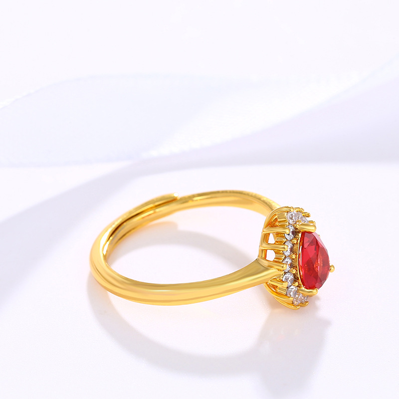 Xuping joyería Amazon suministro transfronterizo ligero de lujo gota de agua artificial color treo de mano estilo francés elegante anillo retro