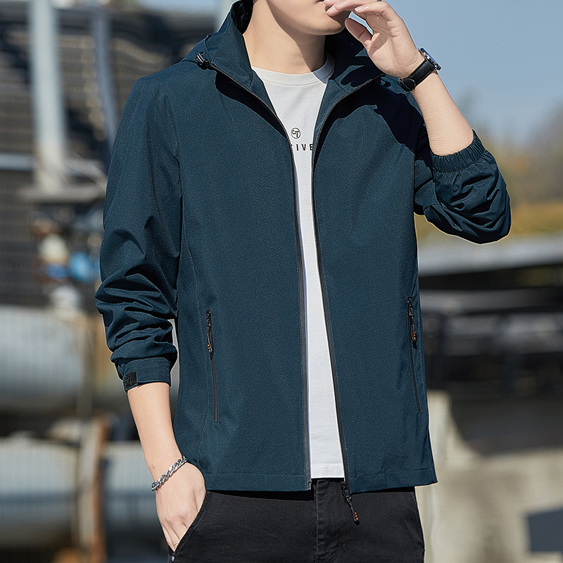 Giacca da uomo, primavera e autunno nuovi abiti da lavoro con cappuccio alla moda, vestibilità slim, abiti casual da ricarica, top da uomo_voghion.com