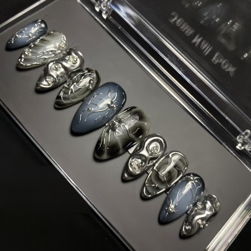 Dark Metallic Style, Sparkling Sweet and Cool Spicy Girl 3D European and American Style Almond Nails, Detachable Wearable Nails, 30 Pieces Wholesale Dark Metallic Style, Sparkling Sweet and Cool Spicy Girl 3D European and American Style Almond Nails, Detachable Wearable Nails, 30 Pieces Wholesale