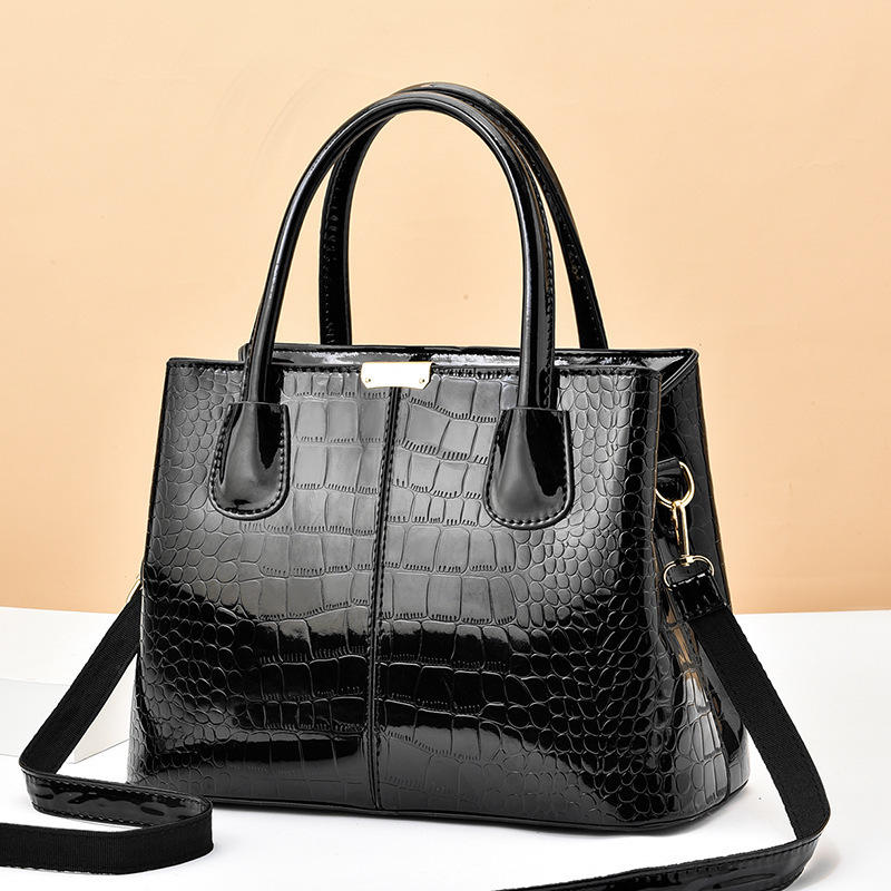 Bolso de mano de cuero brillante con diseño de piedras, modelo 2025, bolso sencillo para mujer, bolso de hombro y bandolera de gran capacidad, bolso imprescindible.