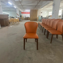 特价促销现代简约酒店餐厅工程超纤皮艺靠背休闲椅餐椅实木