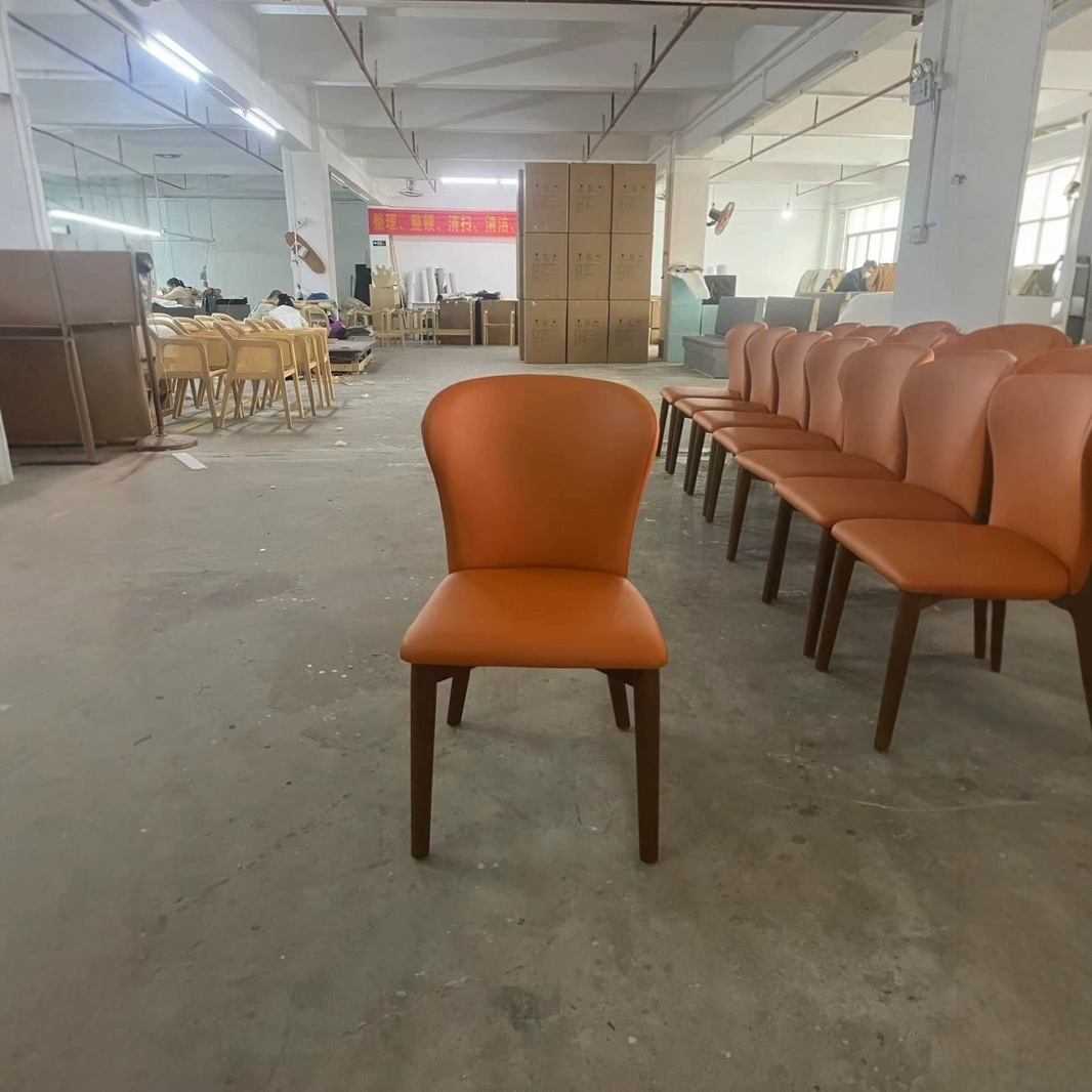 特价促销现代简约酒店餐厅工程超纤皮艺靠背休闲椅餐椅实木