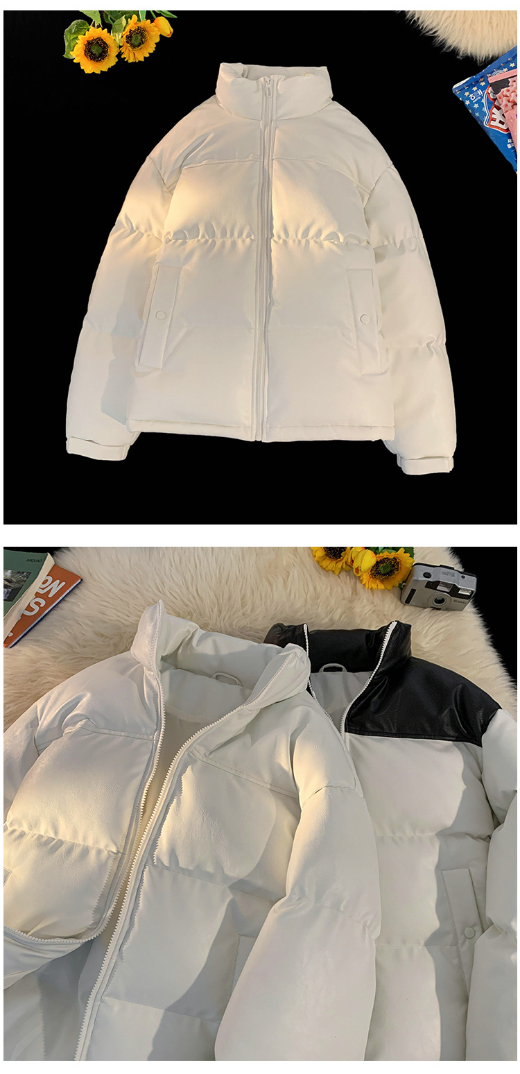 Padded Leather Jacket Unisex Bread Style Warm Hong Kong Design_voghion.com