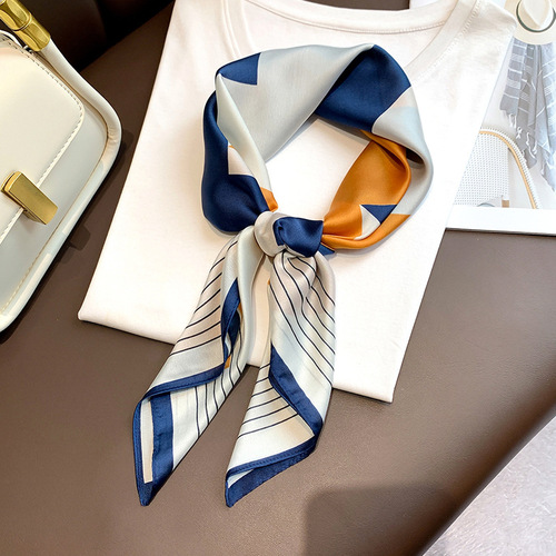 Summer printed blue decorative women's scarf women's decorative professional scarf 70x70 small square scarf