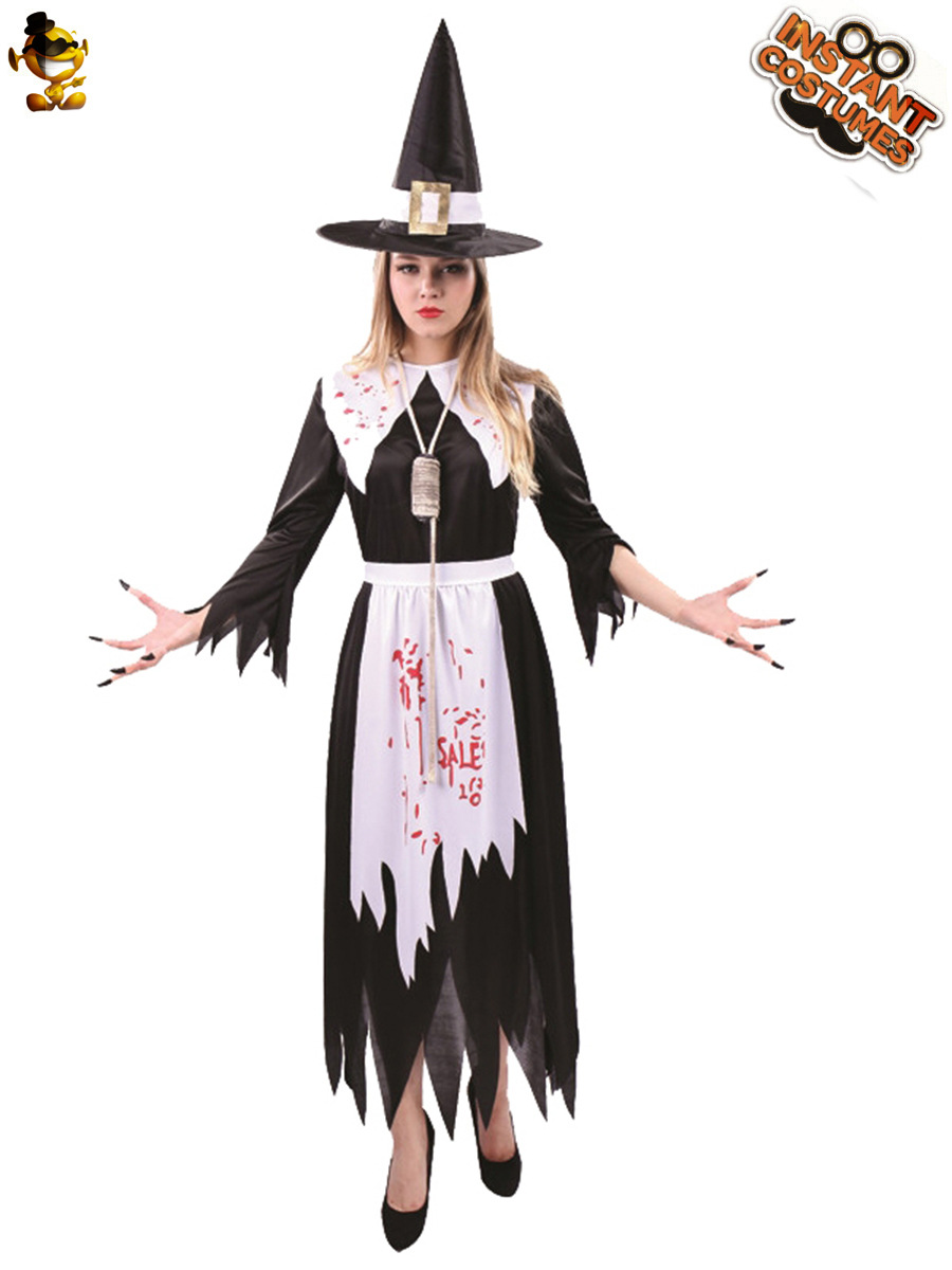 Las mujeres adultas de Halloween ensangrentado bruja partido traje gran hembra bruja etapa papel juego image 1