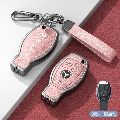 Without Car Logo Men's and, Car key bag - standard-model-b-one-button-start-3-button-pink-zinc-alloy-shell-hardware-hand-strap