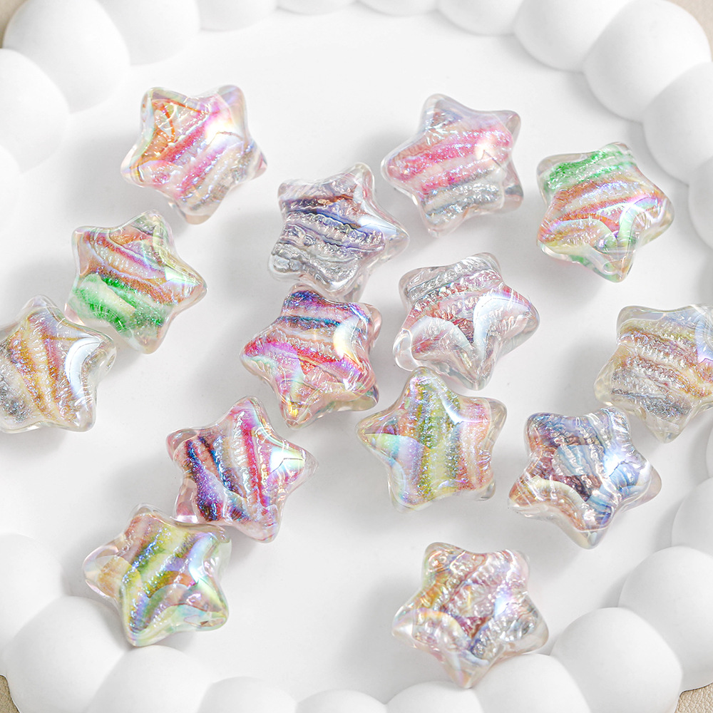 Luz de lujo de alta calidad cadena de teléfonos móviles pintura al óleo de estrellas perlas de pentacos perlas DIY perlas accesorios de joyería a granel