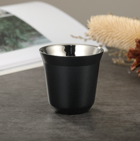 Transfronterizo 304 tazas de acero inoxidable tazas de café de doble capa de aislamiento térmico tazas de té de pequeña capacidad portátiles de aislamiento térmico portátiles