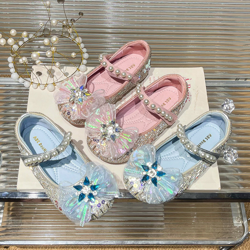Girls' Crystal Princess Shoes 2025 Autumn New Children's Shiny Rhinestone Soft Sole Shoes Little Girls' Baby Flat Shoes