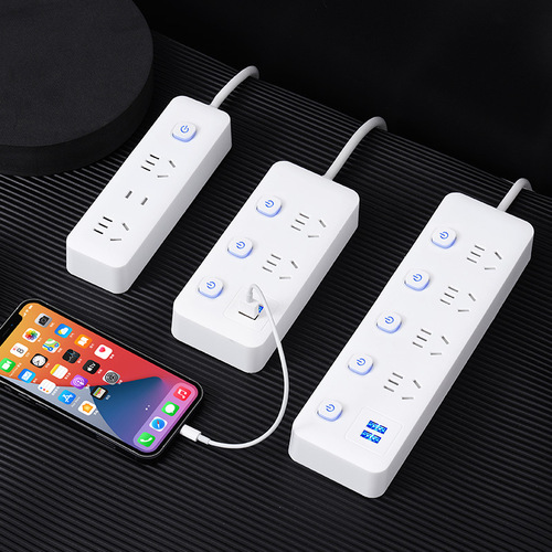 New national standard household pure copper socket plug-in row long line USB plug-in strip with switch multi-functional multi-hole plug-in board drag line board