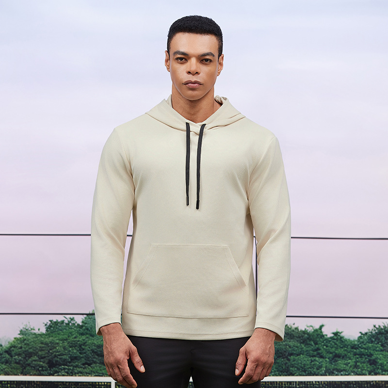 Transfronterizo al aire libre sudadera con capuchón otoño invierno entrenamiento de carrera sudadera de fitness hombre cuello alto secado rápido mangas largas bolsillo canguro
