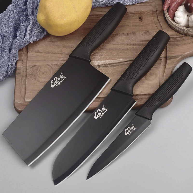 Black Blade Stainless Steel Slicing Knife 3-Piece Set Kitchen Knife Chef Knife Small Kitchen Knife Household Kitchen Knife Vegetable and Fruit Kitchen