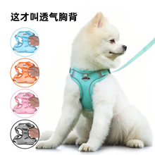 新款轻量超透气宠物胸背带背心式狗背带速干狗绳子夏季狗狗牵引绳