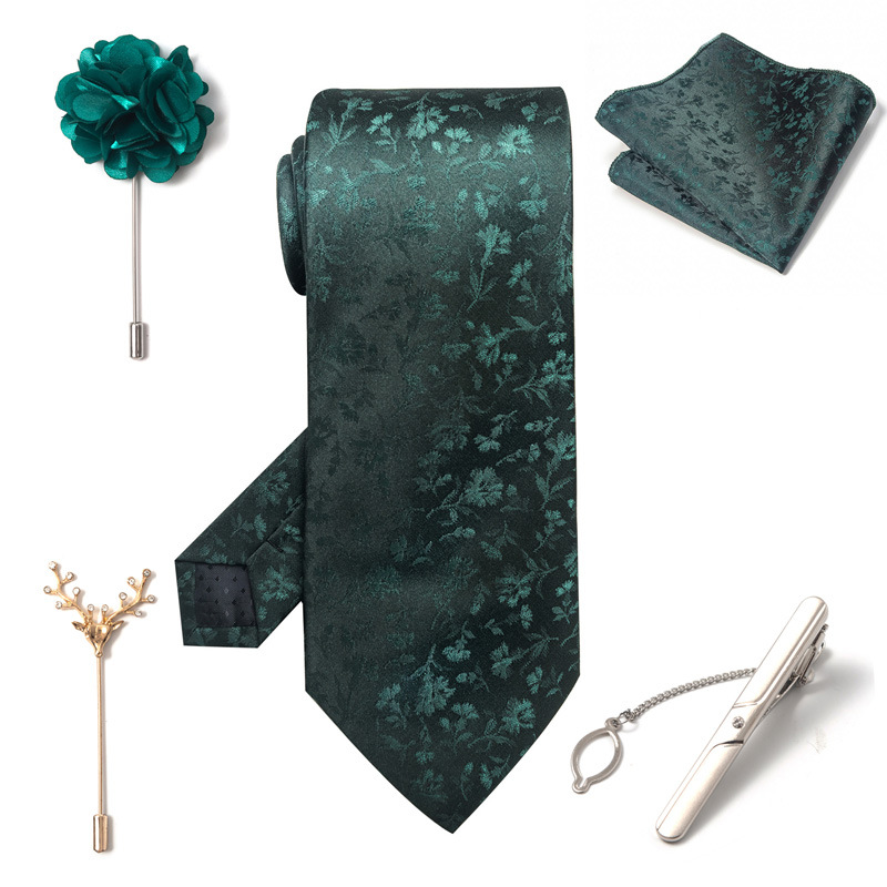 2024-es új divatos, divatos nyakkendő, üzletember, divatos tiszta színű, csíkos kesudió nyakkendő, 6 részes díszdobozban négyzet alakú sál nyakkendőkapcsos mellszett_voghion.com