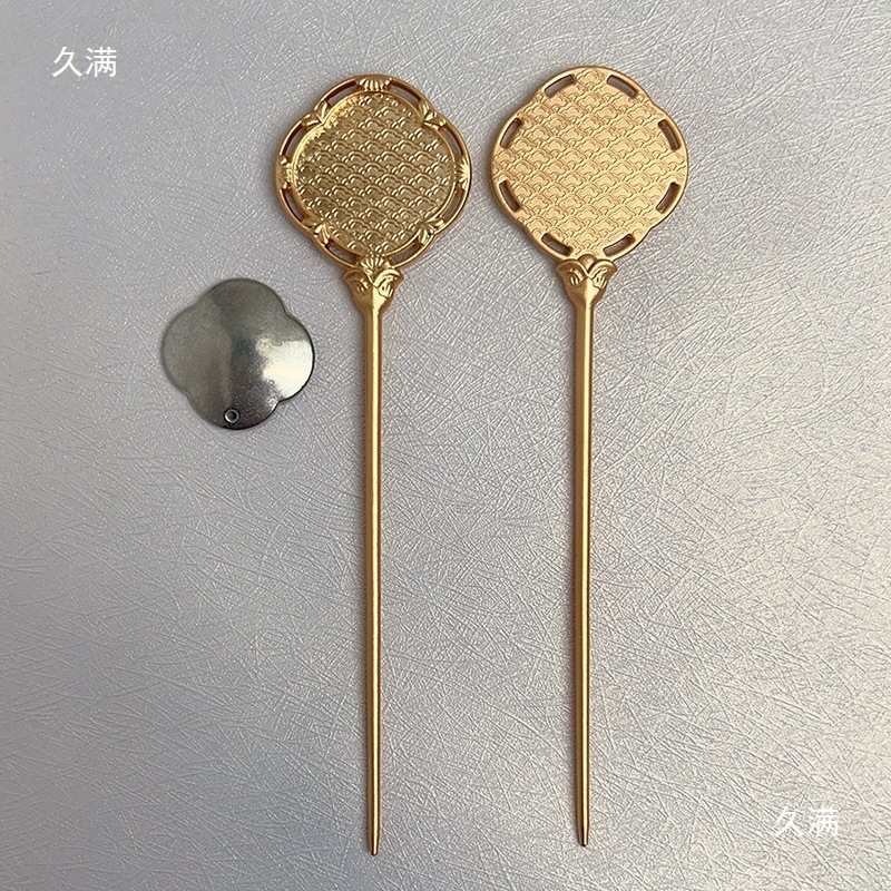 手作り diy ヘアピンベース宋錦パッチアート新中国風合金ヘアアクセサリーベース古代スタイルのヘアピン花冠ヘアピン|undefined