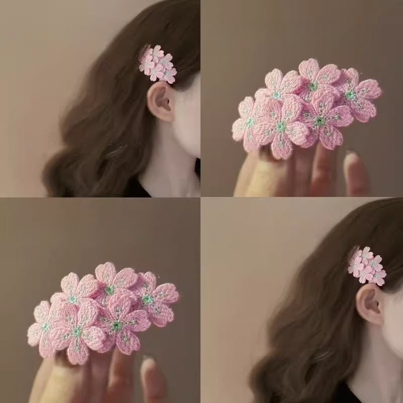 Broderade blomhårspännen för flickor söta hårklämmor_voghion.com