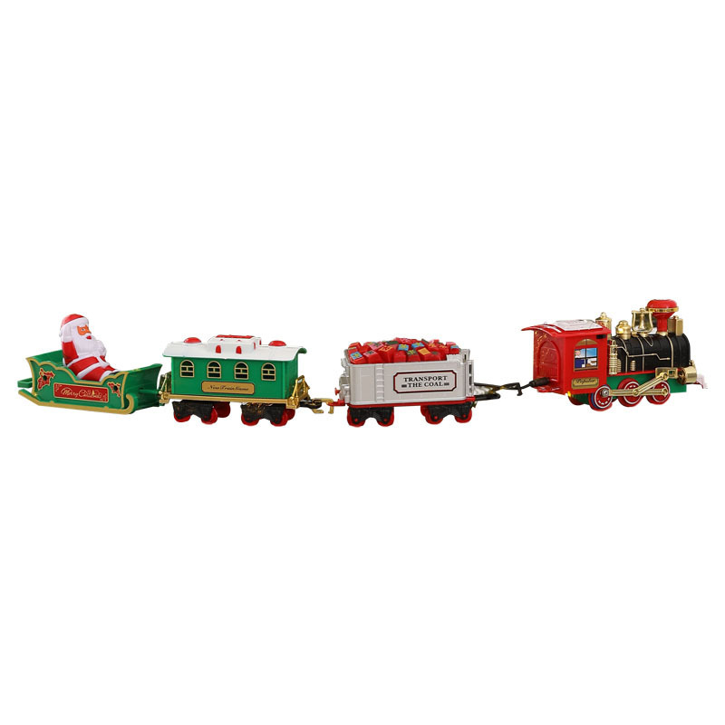 Tren eléctrico transfronterizo de sonido y luz puede colgar árbol de Navidad tren de Navidad juguetes de regalo