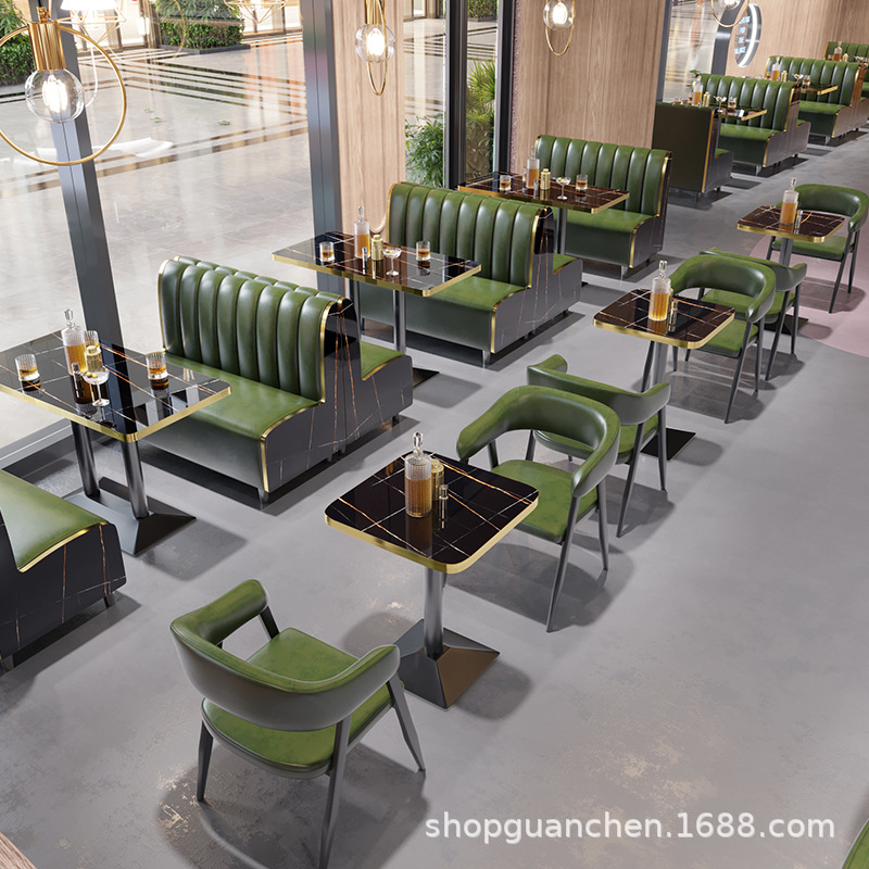 Vintage Bar Restaurant Sofa Table and Chair Set Pub Cafe Booth Commercial Booth Combination Set
