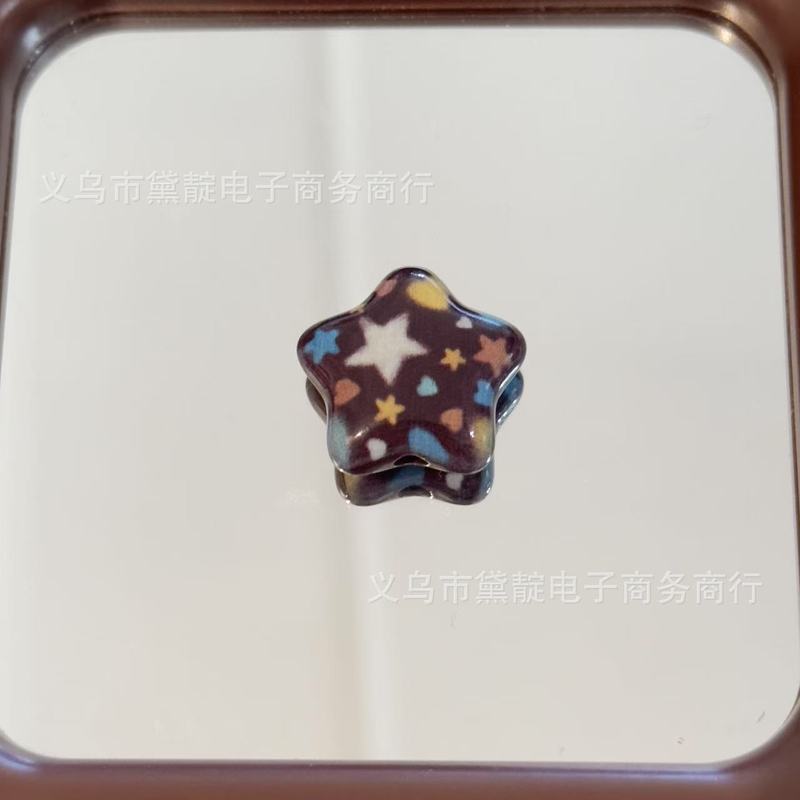 复古格纹豹纹方块星星珠 diy亚克力散珠包挂手机链钥匙扣配件材料|undefined