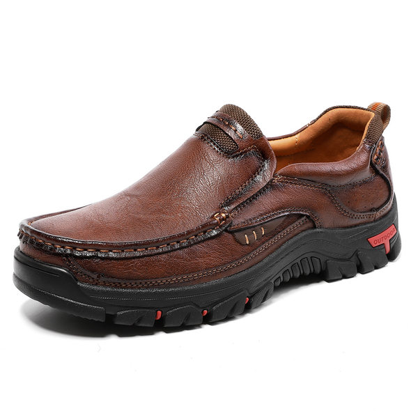 Giày da nam cỡ lớn mũi tròn đế bệt phong cách casual — 33237 màu nâu đỏ, 33237 màu vàng nâu, 33237 màu đen