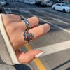 Tide, retro ring, silver 925 sample, on index finger, simple and elegant design, internet celebrity